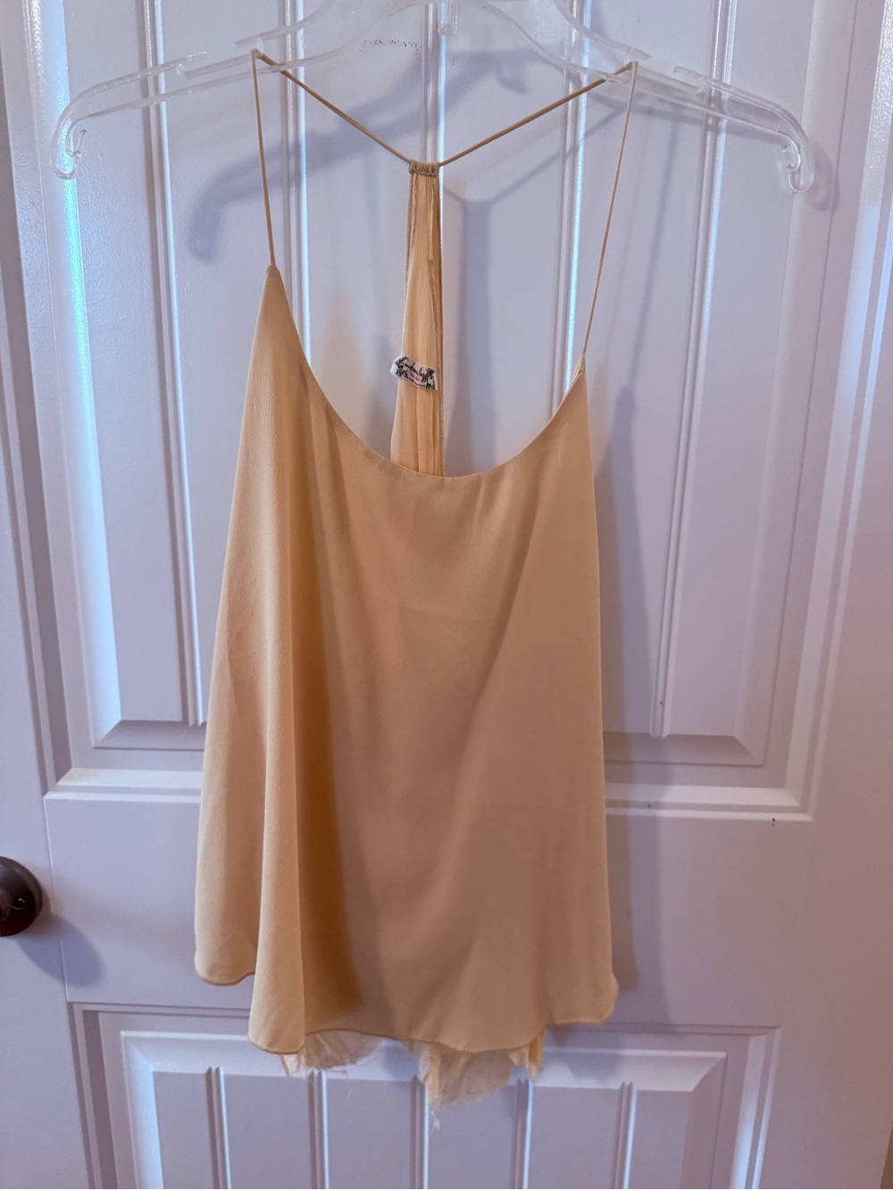 Free People Pale Yellow Spaghetti Strap Tank